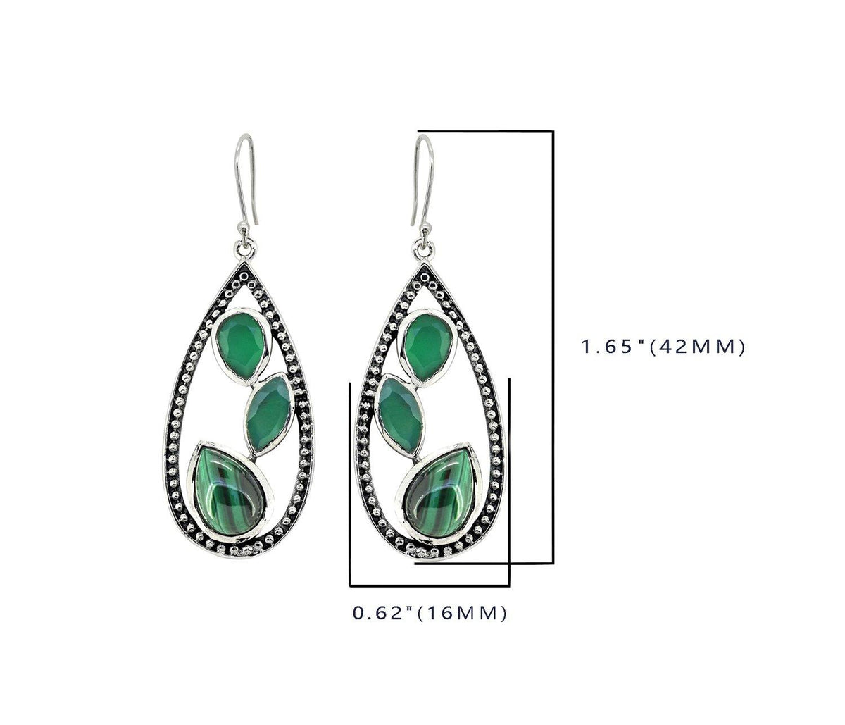 Malachite Green Onyx Solid 925 Sterling Silver Dangle Earrings Jewelry - YoTreasure