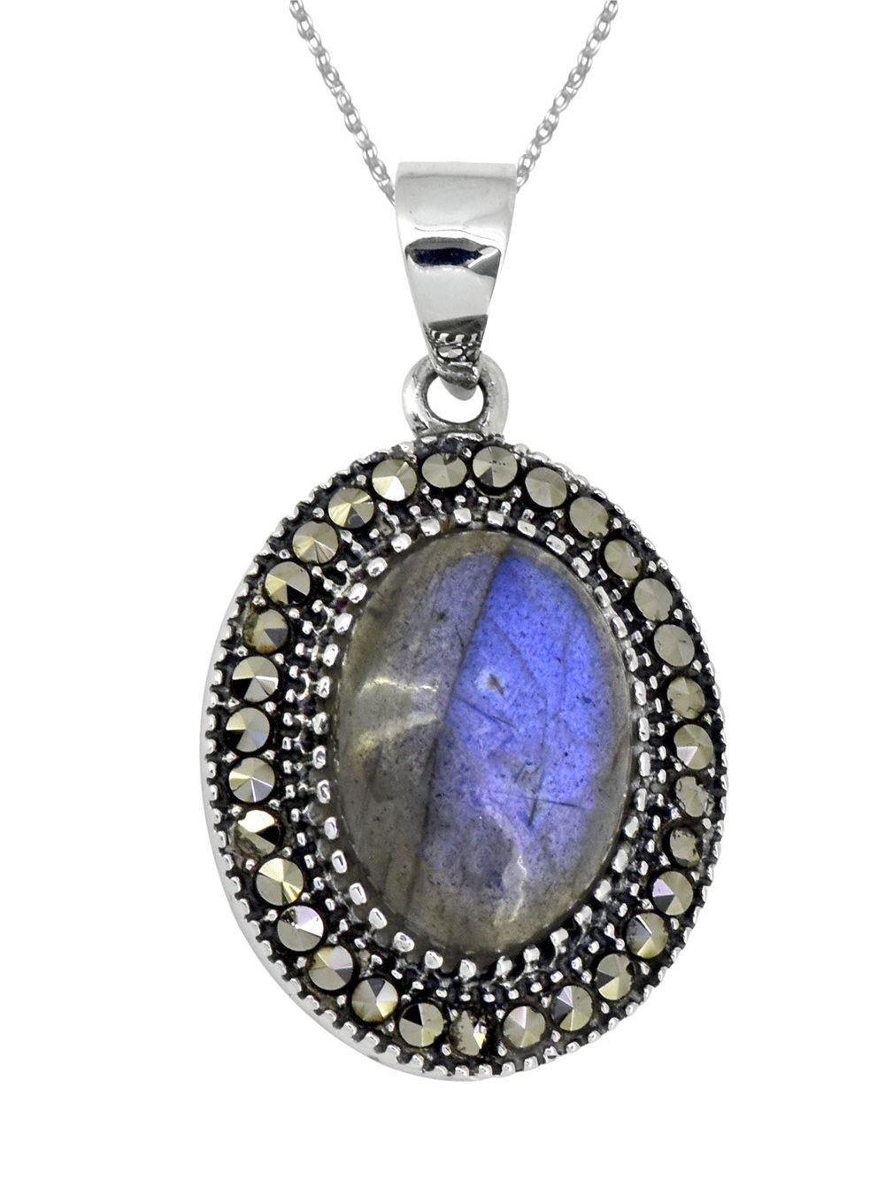 Labradorite Solid 925 Sterling Silver Chain Pendant Jewelry - YoTreasure