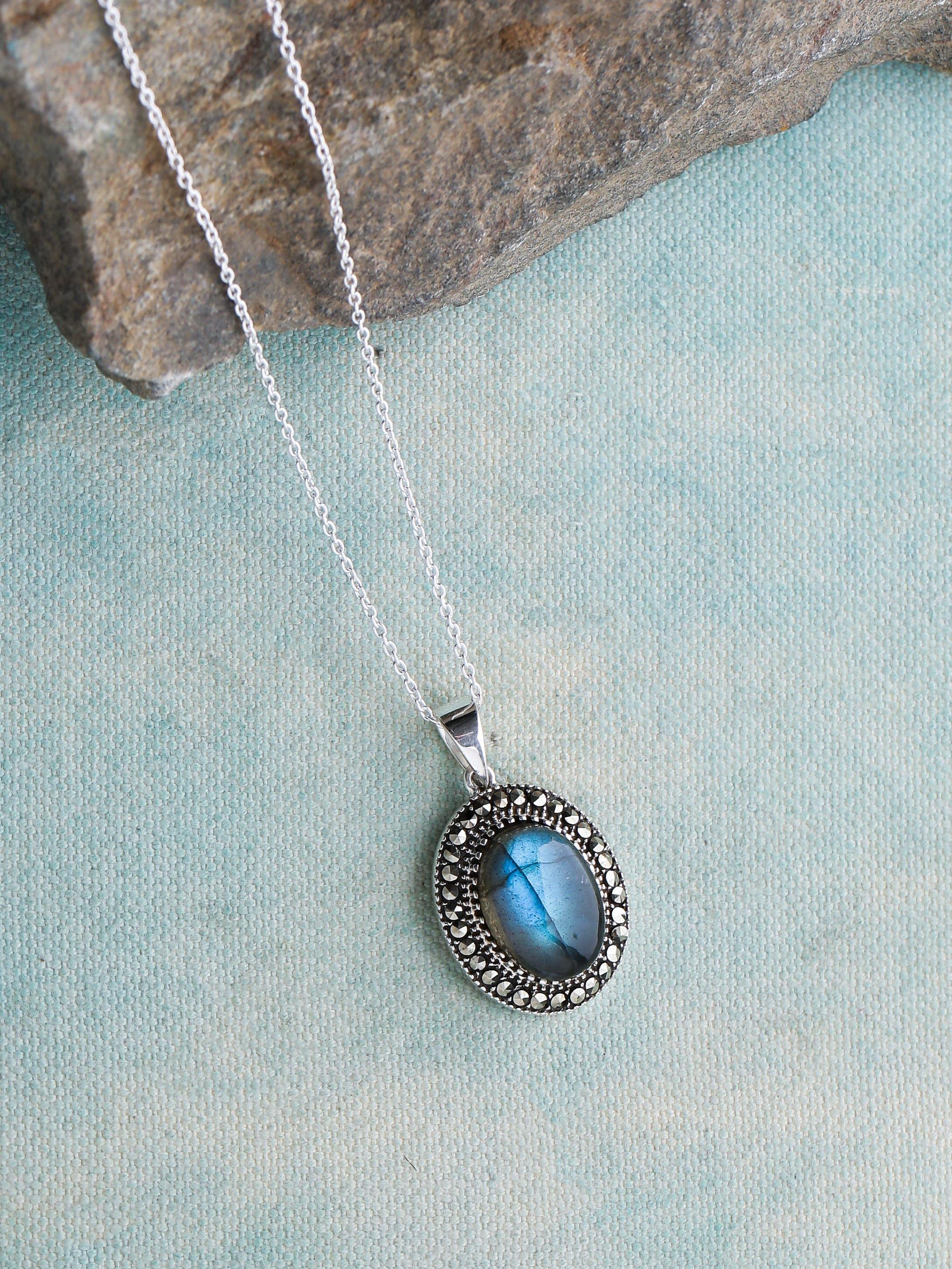 Labradorite Solid 925 Sterling Silver Chain Pendant Jewelry - YoTreasure