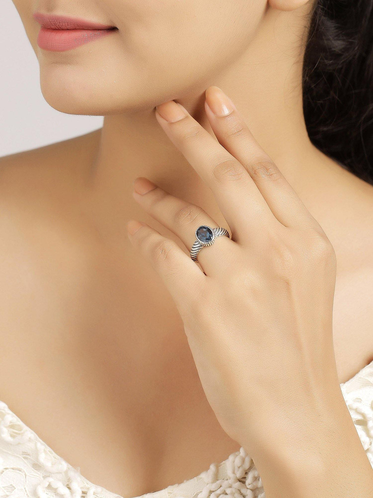 London Blue Topaz Gemstone Ring Solid 925 Sterling Silver Jewelry - YoTreasure