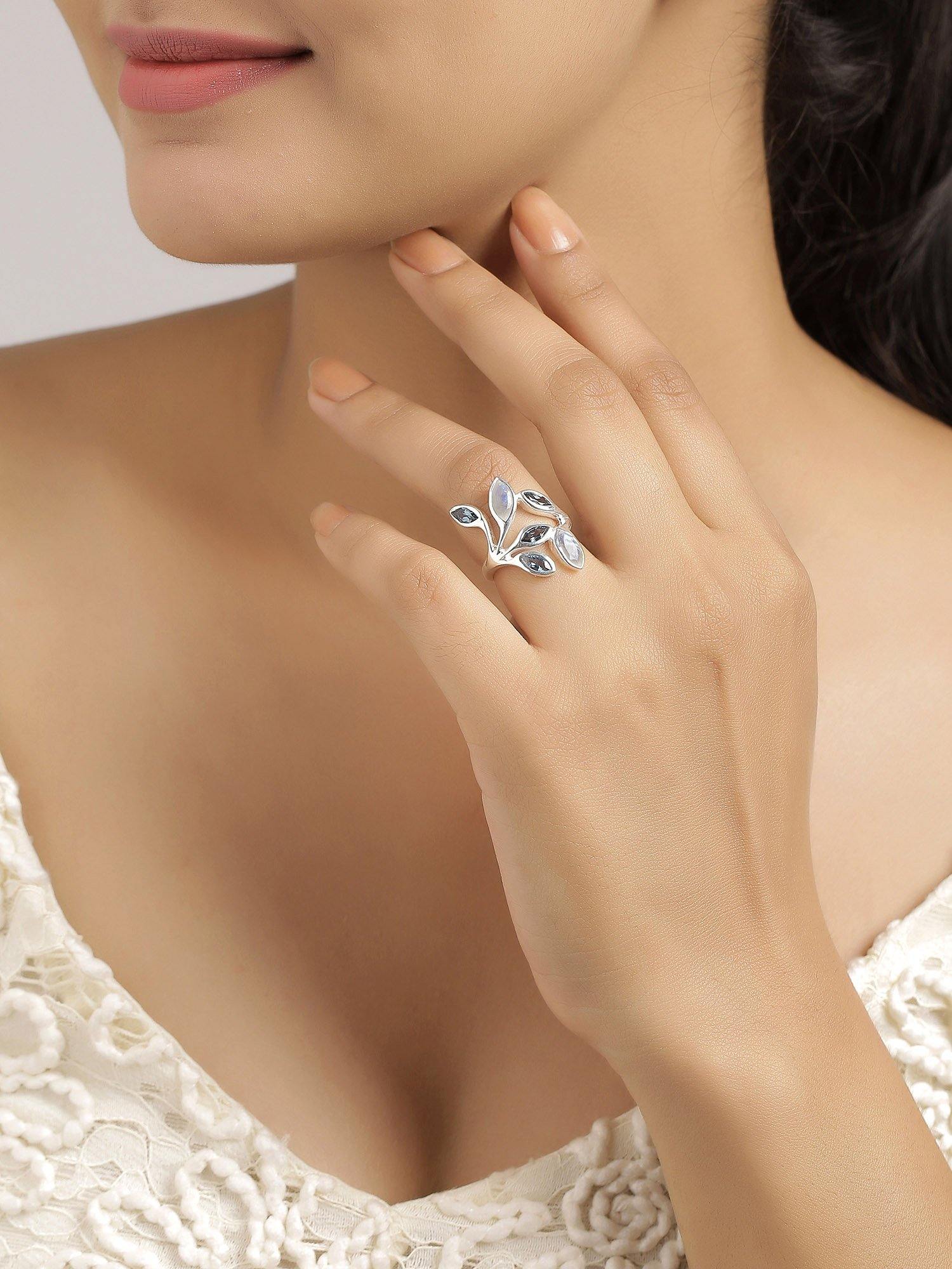 Moonstone London Blue Topaz Solid 925 Sterling Silver Ring - YoTreasure
