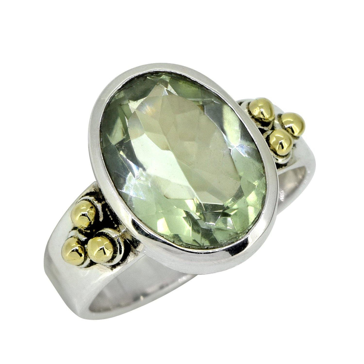 Green Amethyst Solid 925 Sterling Silver Brass Ring Jewelry - YoTreasure