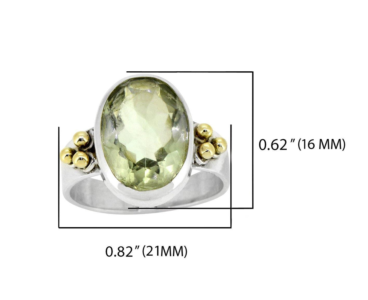 Green Amethyst Solid 925 Sterling Silver Brass Ring Jewelry - YoTreasure