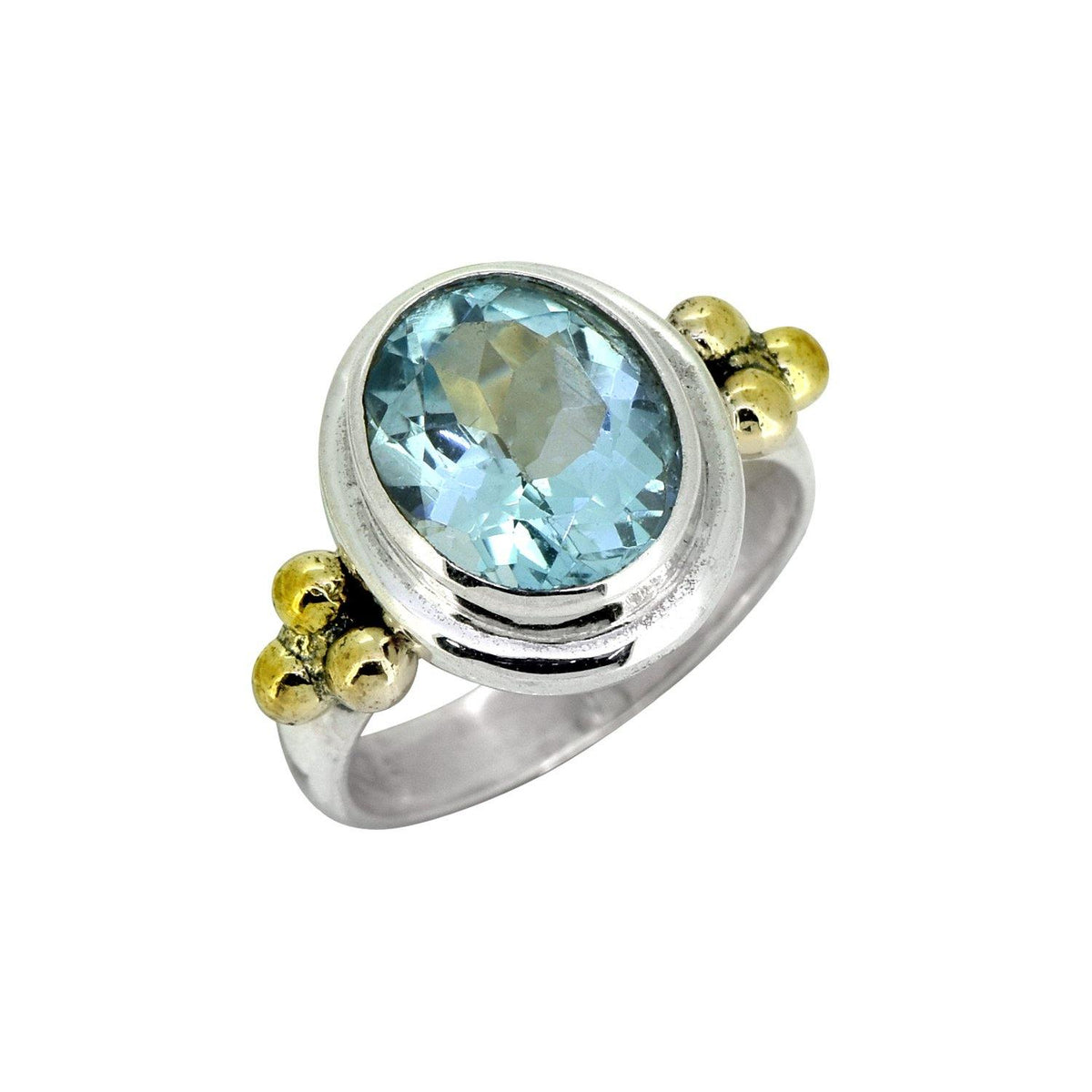Blue Topaz Solid 925 Sterling Silver Brass Ring Jewelry - YoTreasure