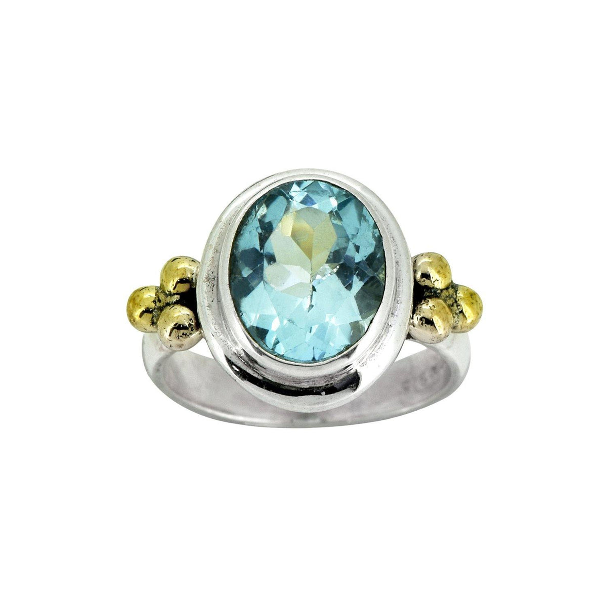 Blue Topaz Solid 925 Sterling Silver Brass Ring Jewelry - YoTreasure