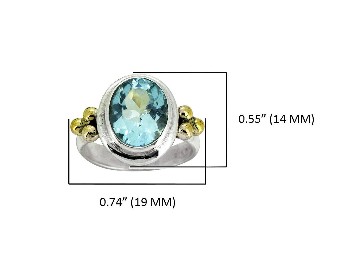 Blue Topaz Solid 925 Sterling Silver Brass Ring Jewelry - YoTreasure