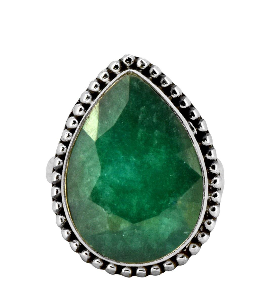 Emerald Green Beryl Solid 925 Sterling Silver Gemstone Ring Jewelry - YoTreasure