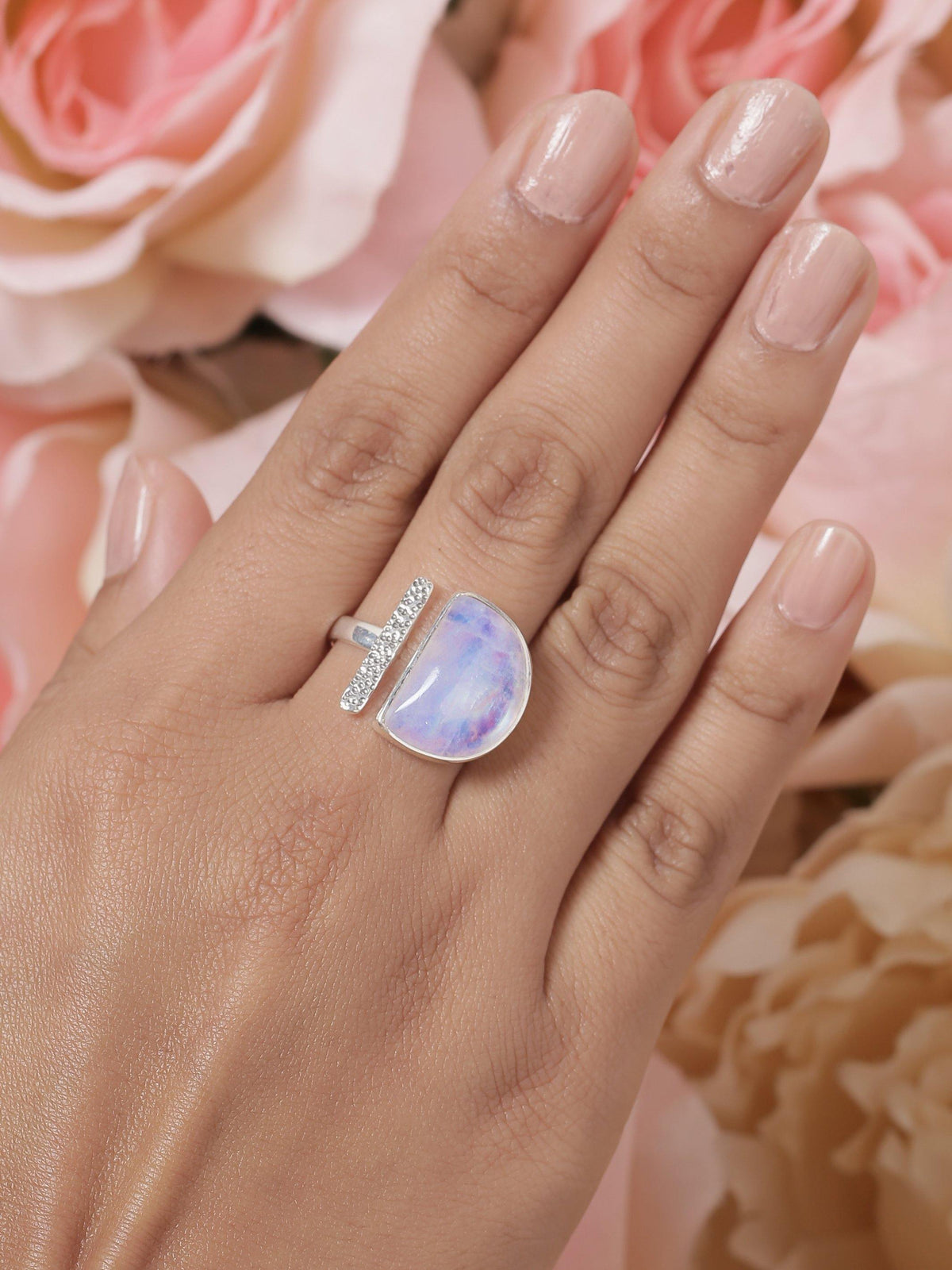 Moonstone Solid 925 Sterling Silver Designer Ring Jewelry - YoTreasure