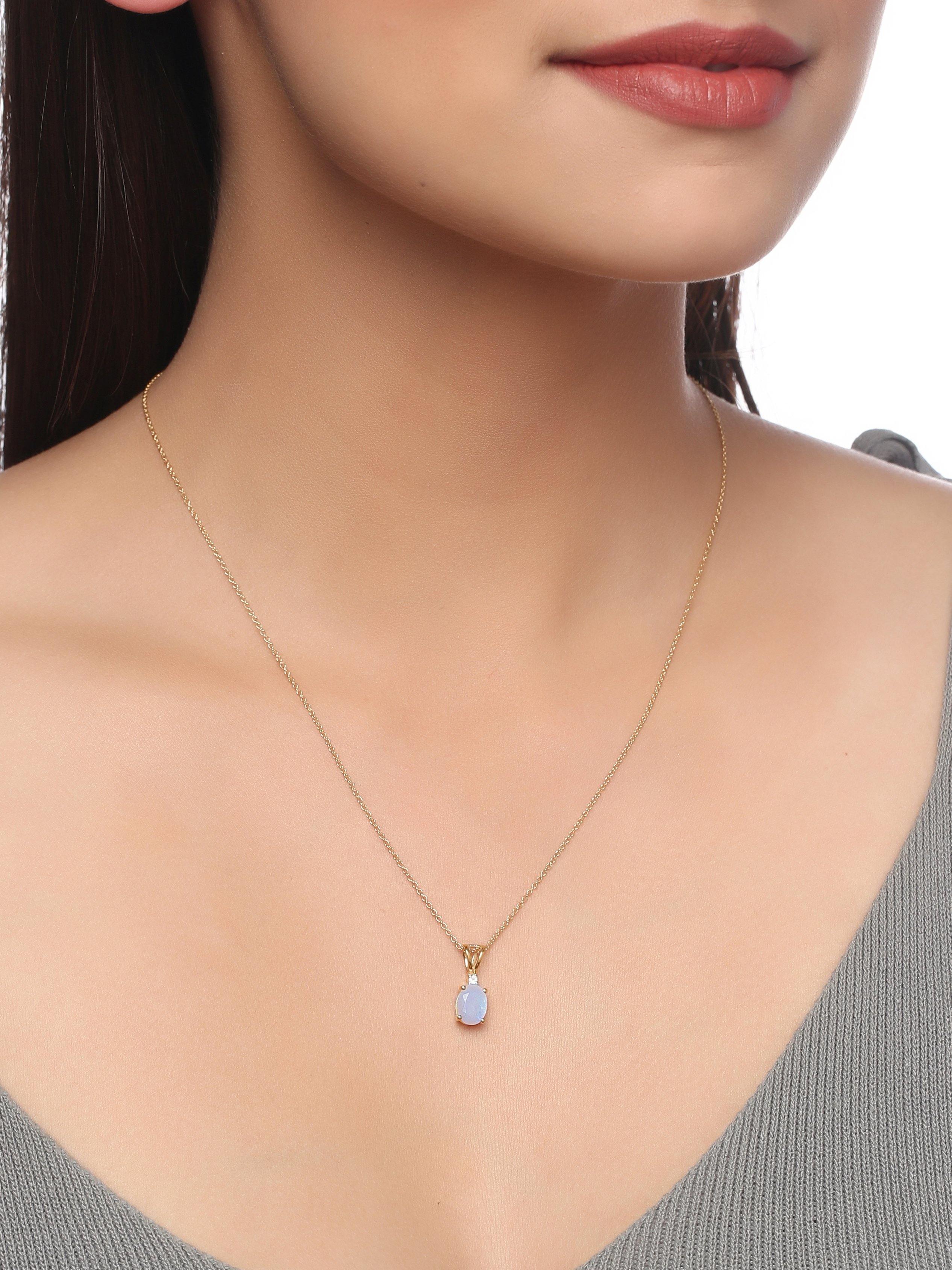 1.57 Ct. Moonstone Solid 10K Yellow Gold 18" Chain Pendant Necklace - YoTreasure