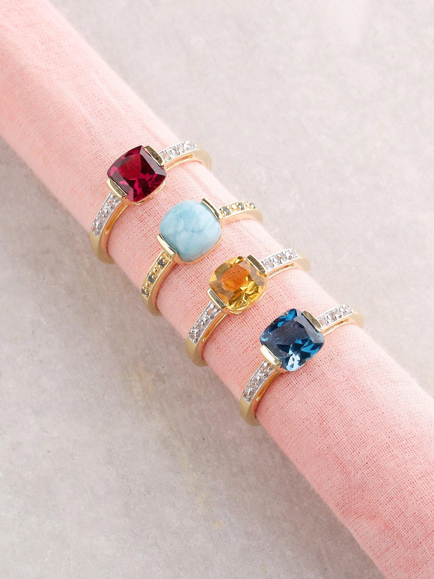 1.85 Ct Larimar Solid 10k Yellow Gold Ring Jewelry - YoTreasure