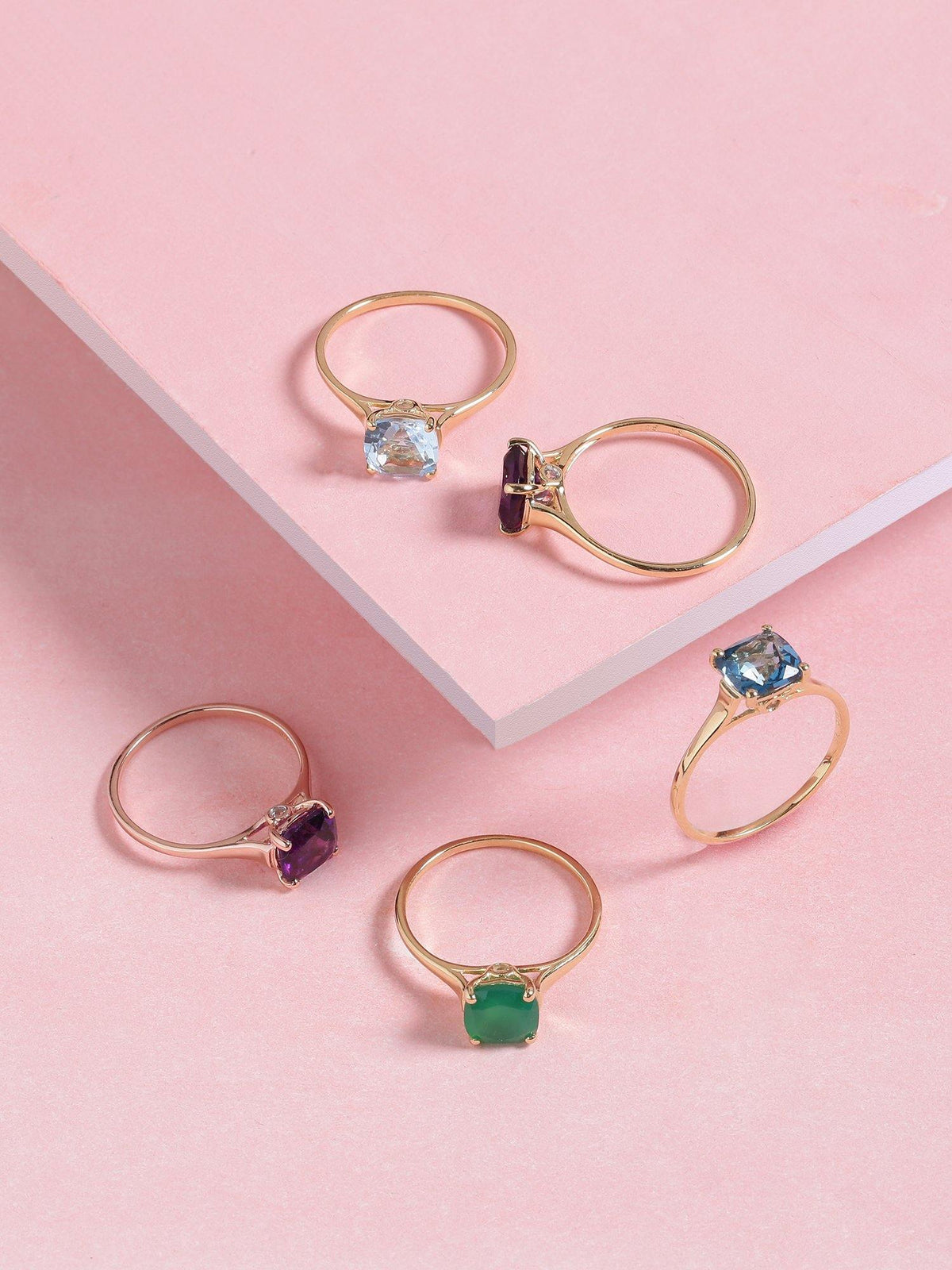 African Amethyst White Topaz Solid 10K Yellow Gold Gemstone Ring - YoTreasure