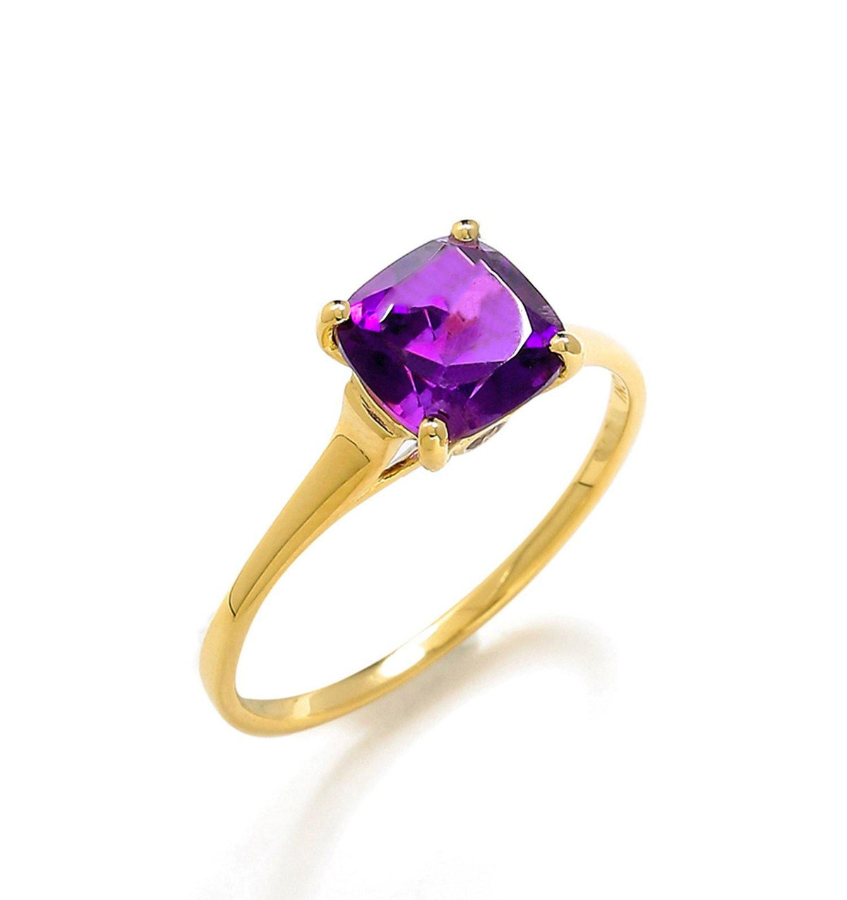 African Amethyst White Topaz Solid 10K Yellow Gold Gemstone Ring - YoTreasure