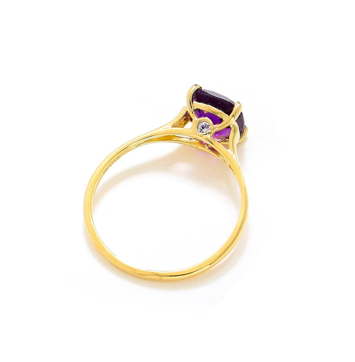 African Amethyst White Topaz Solid 10K Yellow Gold Gemstone Ring - YoTreasure