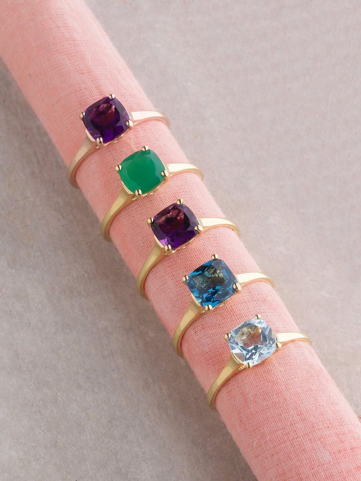 African Amethyst White Topaz Solid 10K Yellow Gold Gemstone Ring - YoTreasure