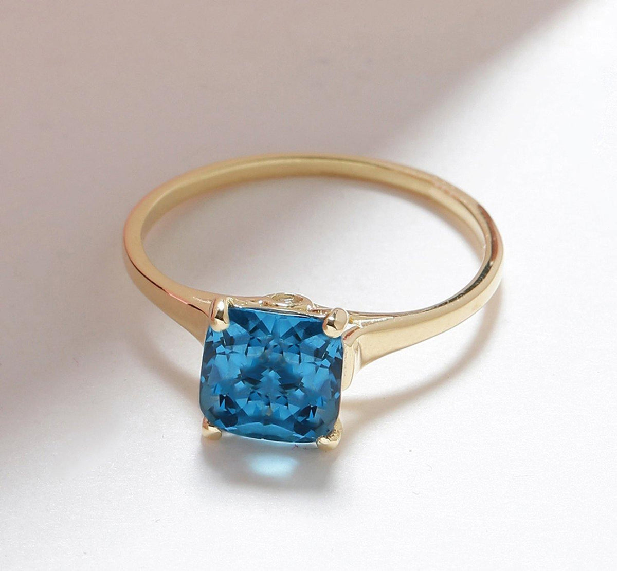 1.81 Ct London Blue Topaz Solid 10k Yellow Gold Ring Jewelry - YoTreasure