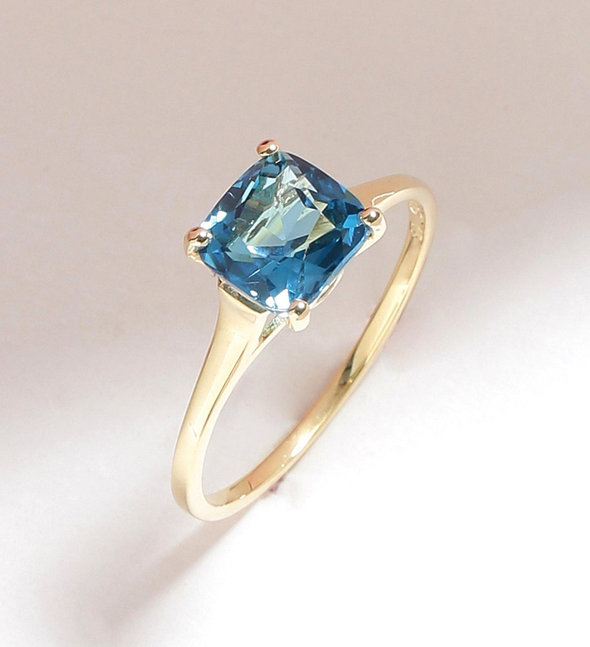 1.81 Ct London Blue Topaz Solid 10k Yellow Gold Ring Jewelry - YoTreasure