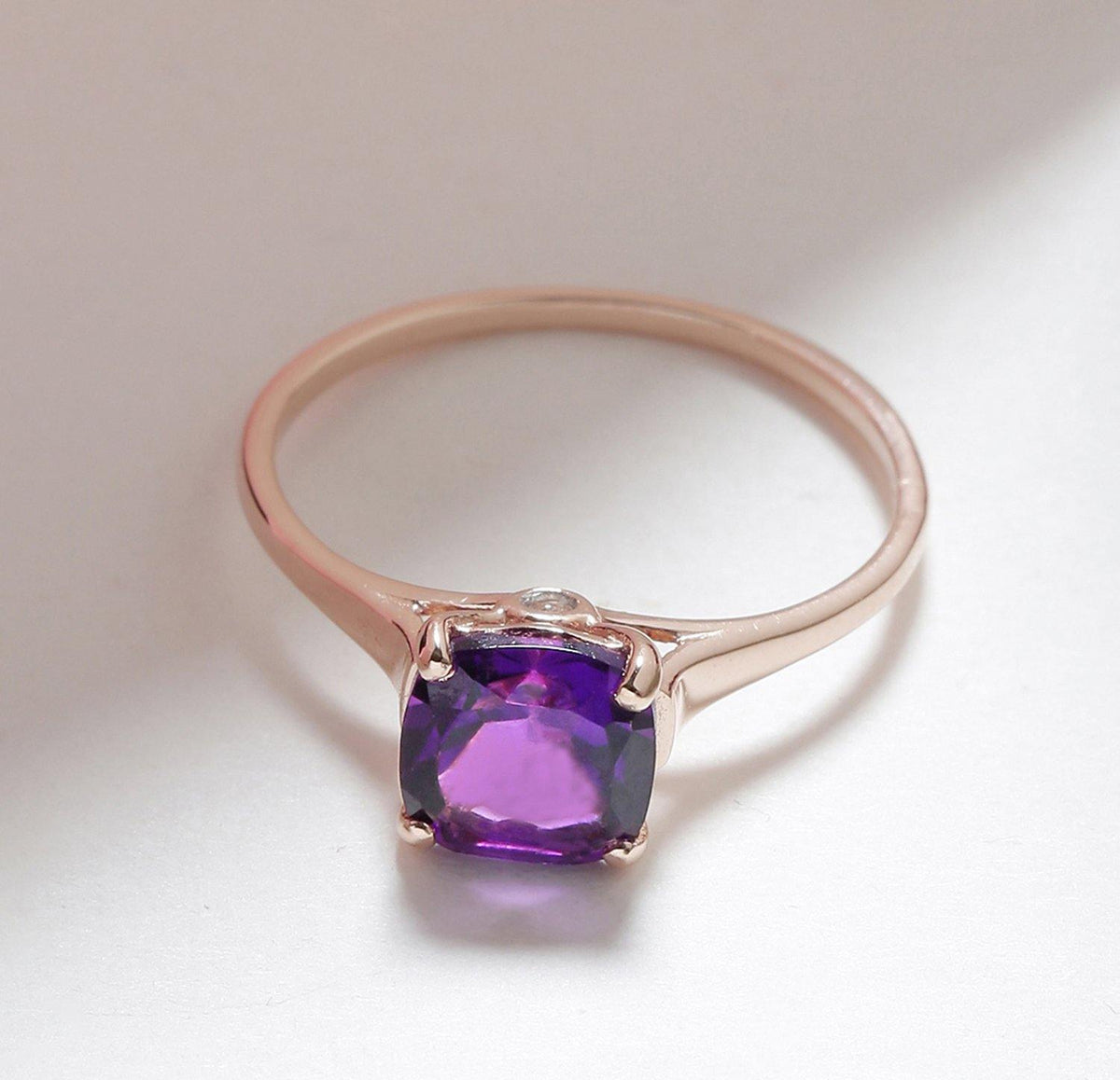 1.46 Ct Amethyst Solid 10k Rose Gold Ring Jewelry - YoTreasure