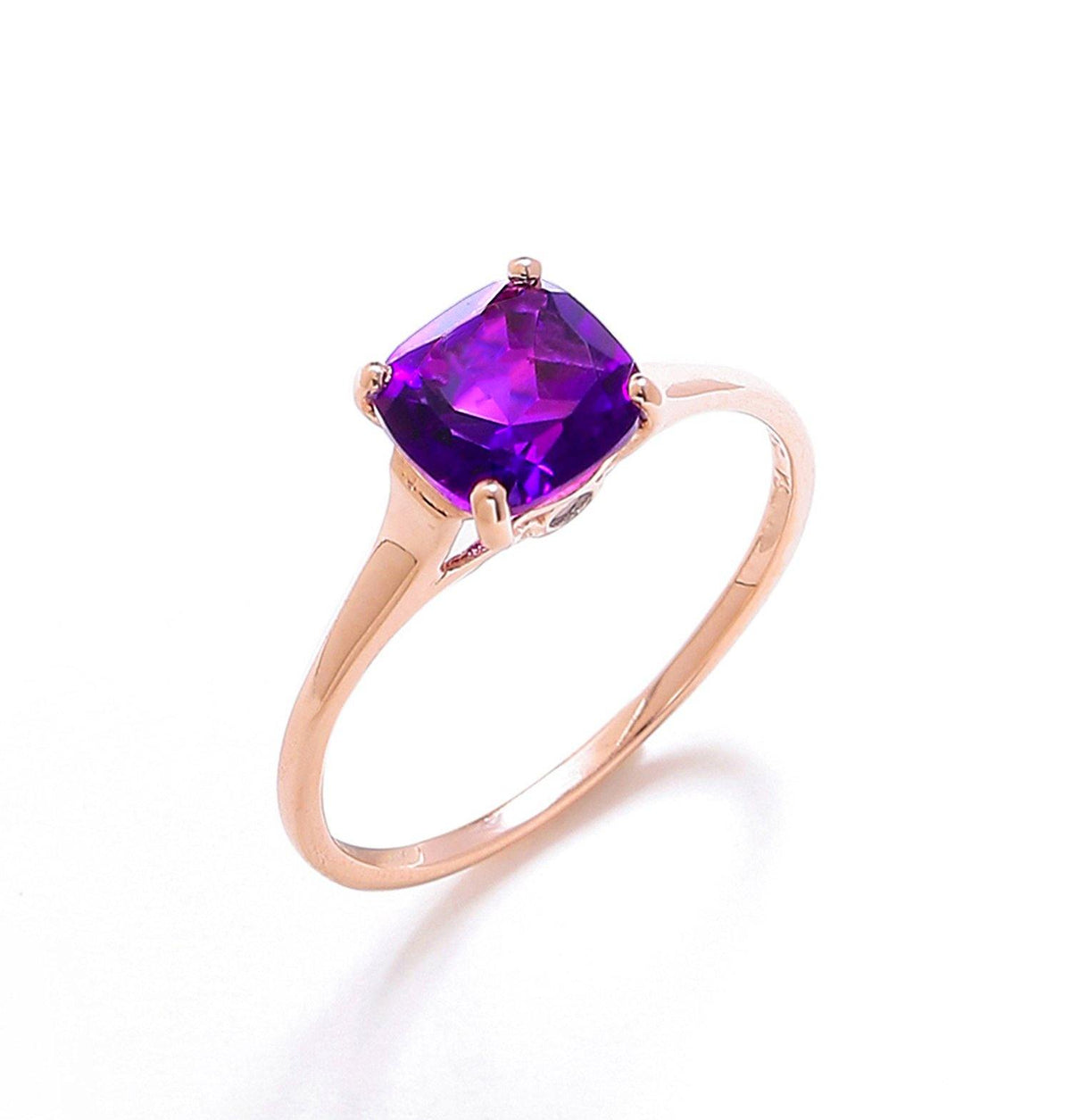 1.46 Ct Amethyst Solid 10k Rose Gold Ring Jewelry - YoTreasure