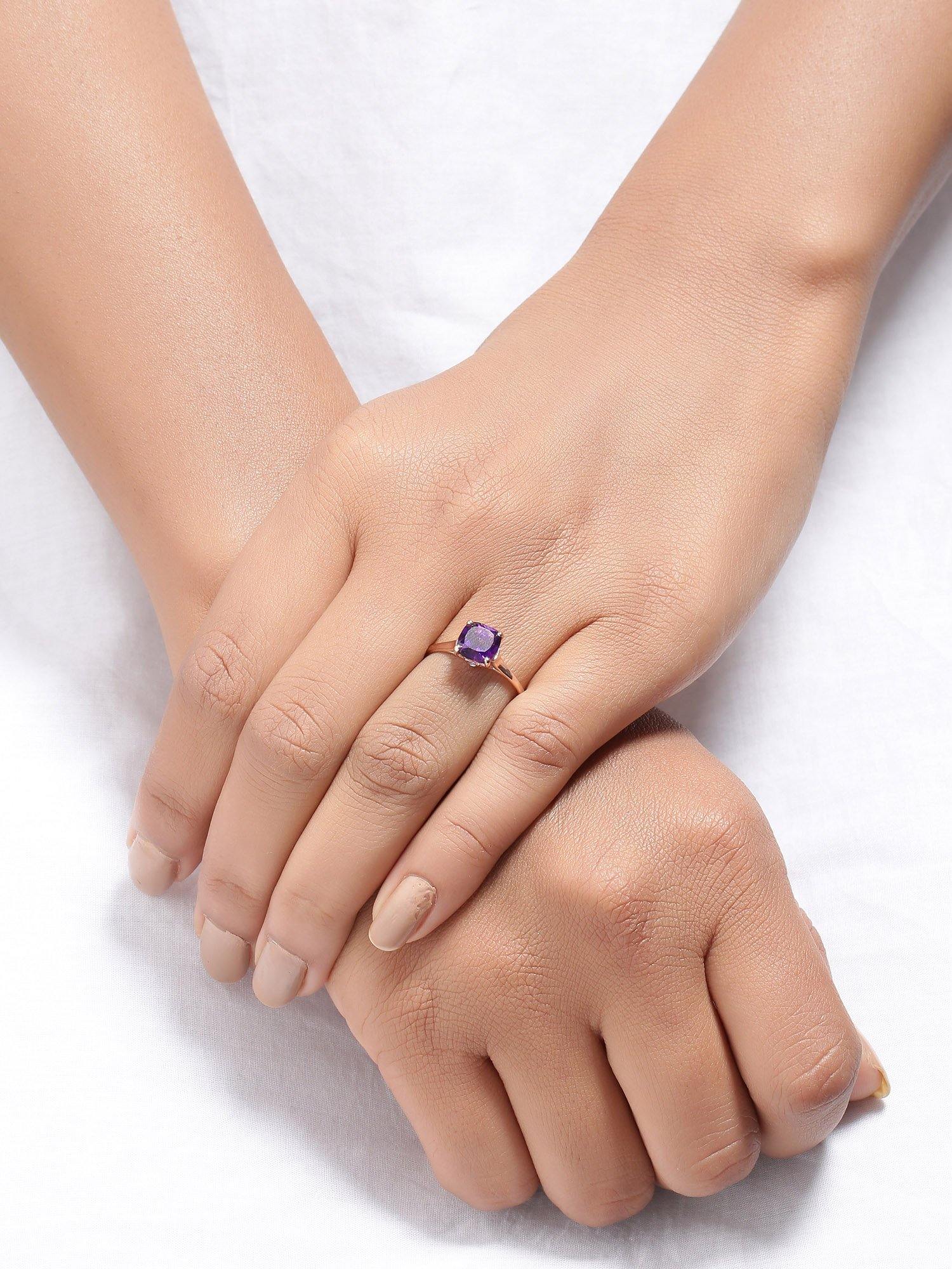 1.46 Ct Amethyst Solid 10k Rose Gold Ring Jewelry - YoTreasure
