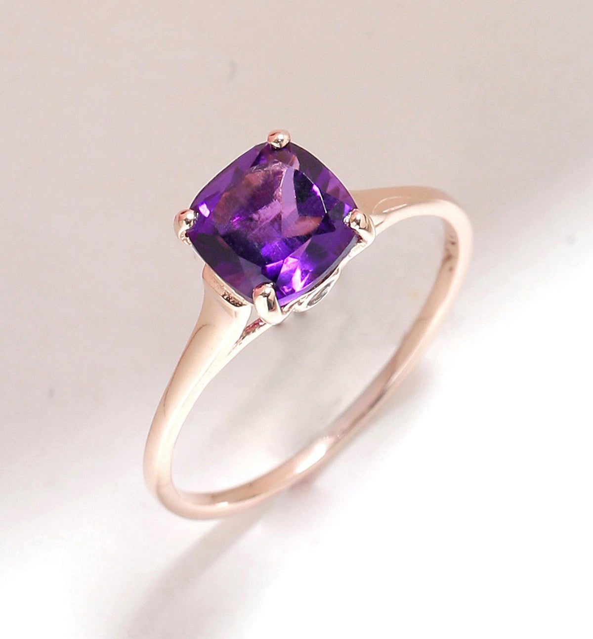 1.46 Ct Amethyst Solid 10k Rose Gold Ring Jewelry - YoTreasure