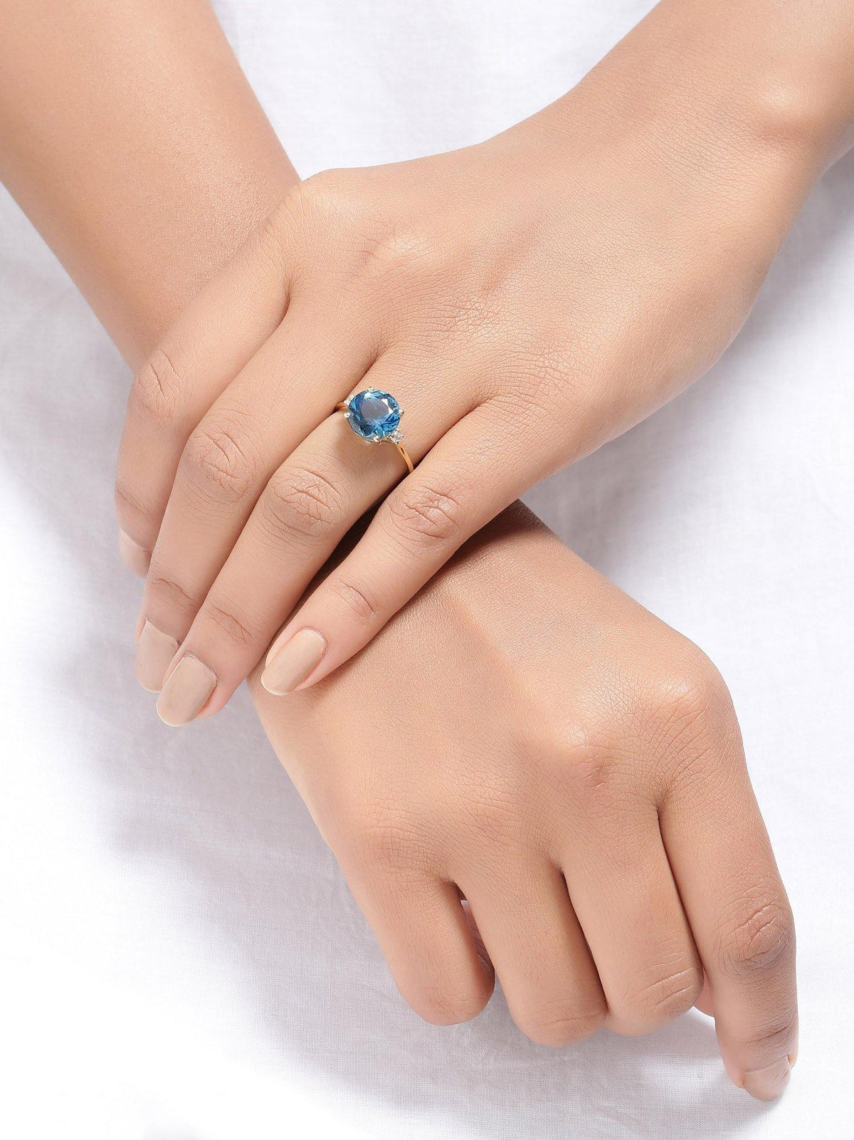 3.90 Ct London Blue Topaz Solid 10k Yellow Gold Ring Jewelry - YoTreasure