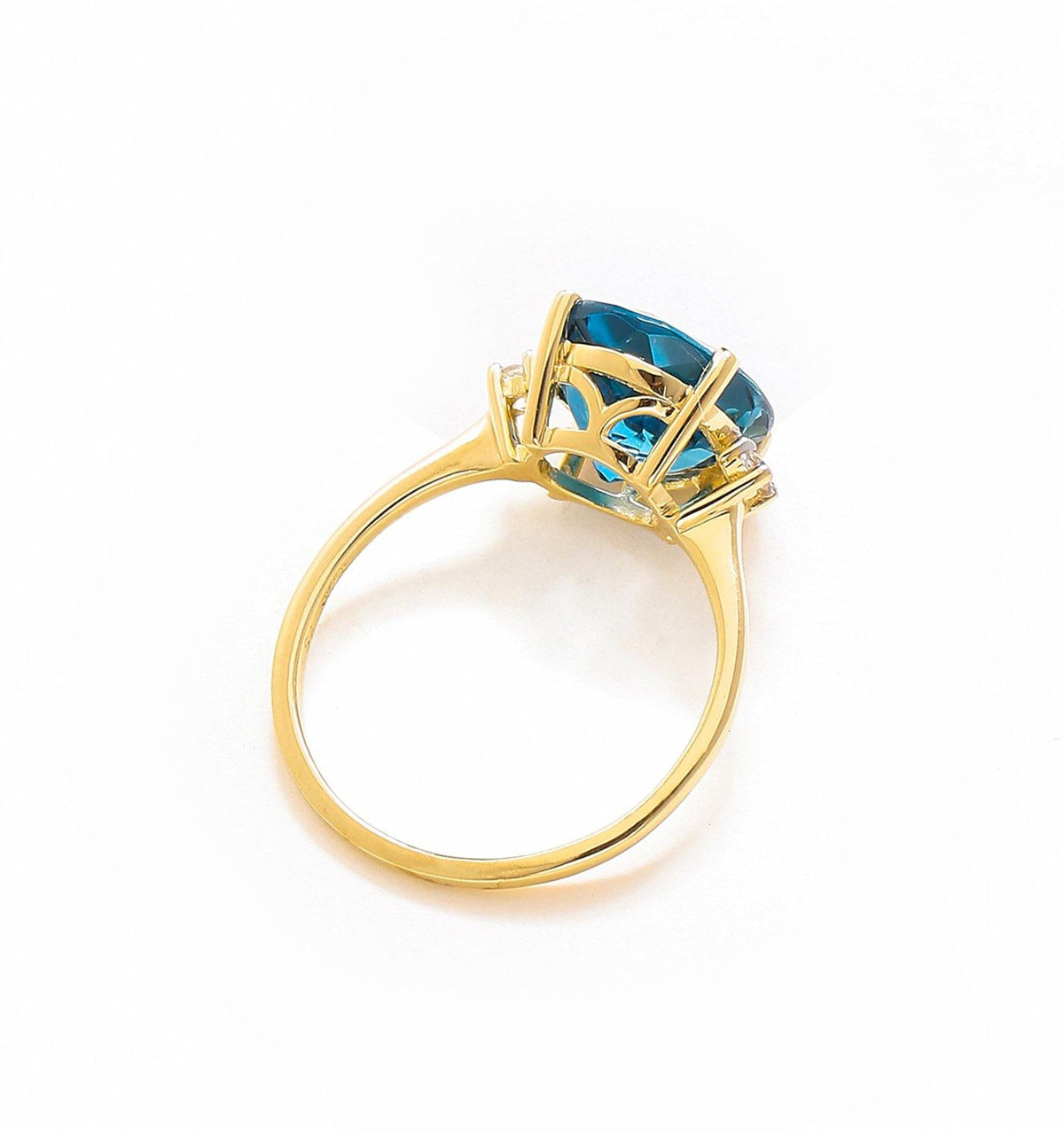 3.90 Ct London Blue Topaz Solid 10k Yellow Gold Ring Jewelry - YoTreasure