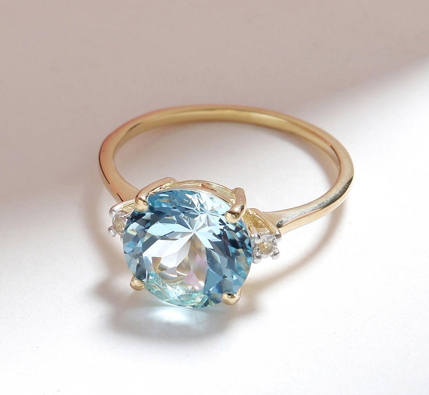 3.90 Ct Sky Blue Topaz Solid 10k Yellow Gold Ring Jewelry - YoTreasure