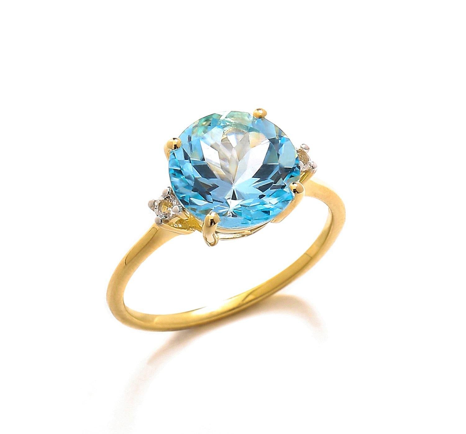 3.90 Ct Sky Blue Topaz Solid 10k Yellow Gold Ring Jewelry - YoTreasure