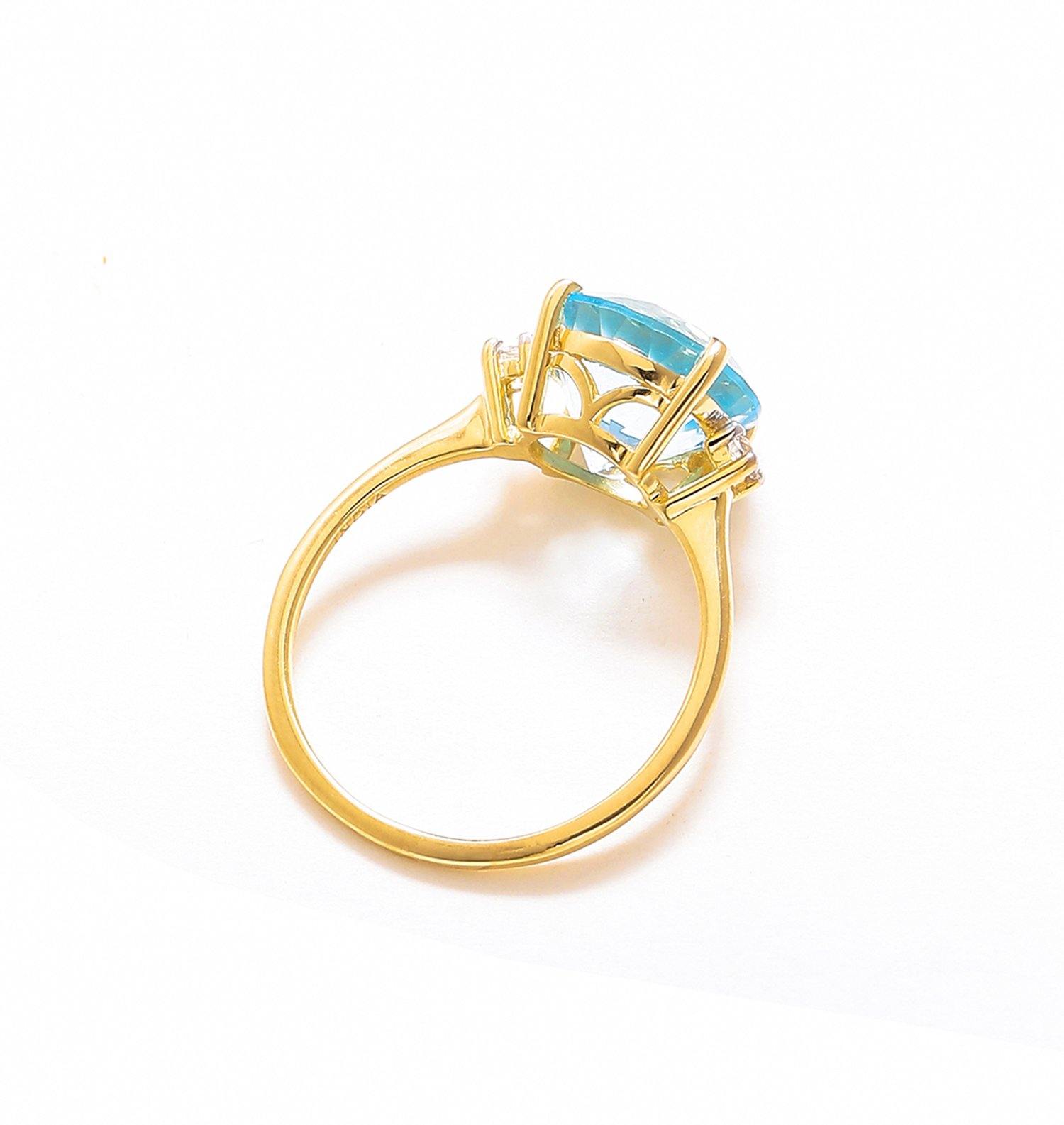 3.90 Ct Sky Blue Topaz Solid 10k Yellow Gold Ring Jewelry - YoTreasure