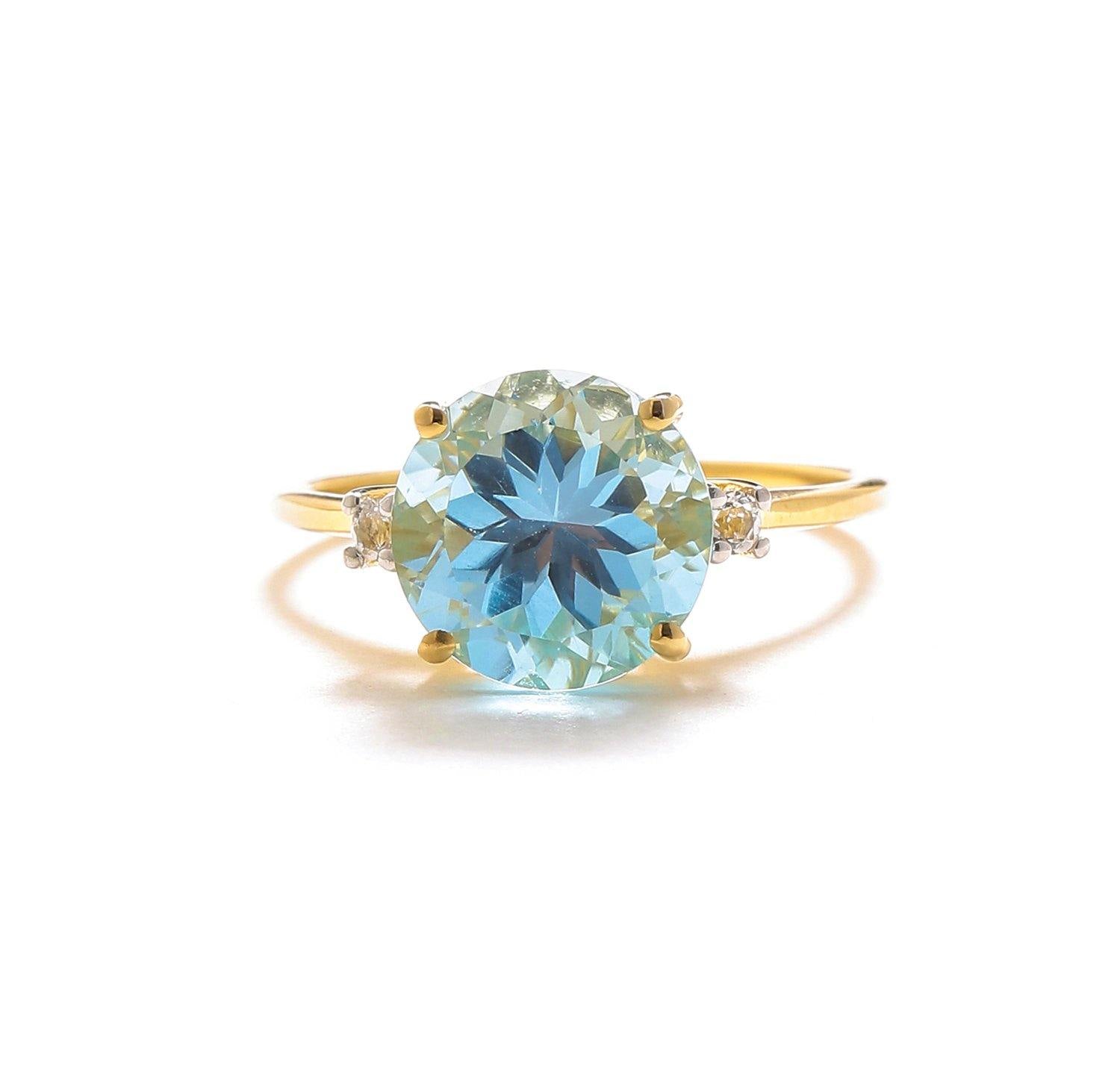 3.90 Ct Sky Blue Topaz Solid 10k Yellow Gold Ring Jewelry - YoTreasure