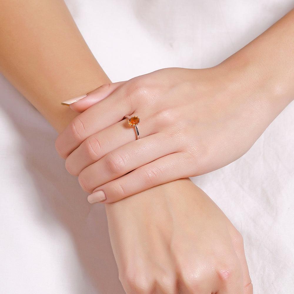 1.05 Ct Citrine Solid 925 Sterling Silver Ring Jewelry - YoTreasure