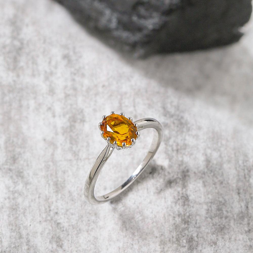 1.05 Ct Citrine Solid 925 Sterling Silver Ring Jewelry - YoTreasure