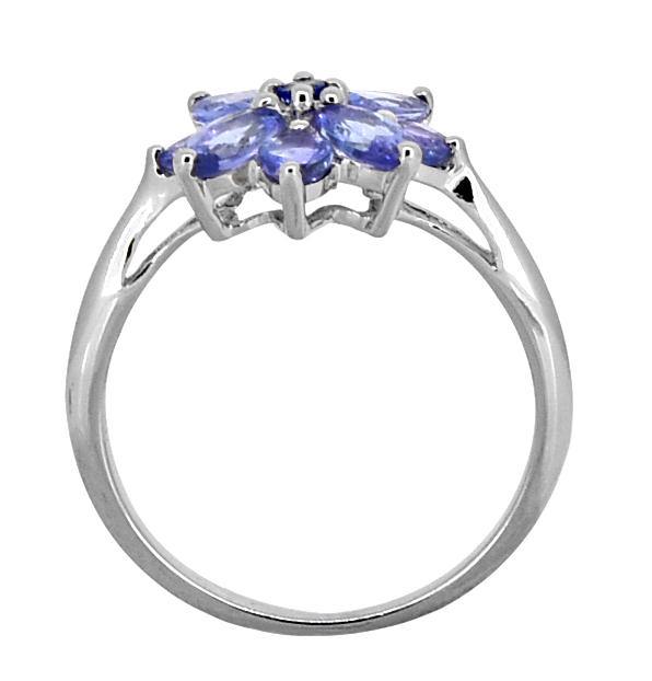 Tanzanite Solid 925 Sterling Silver Flower Cluster Ring Jewelry - YoTreasure