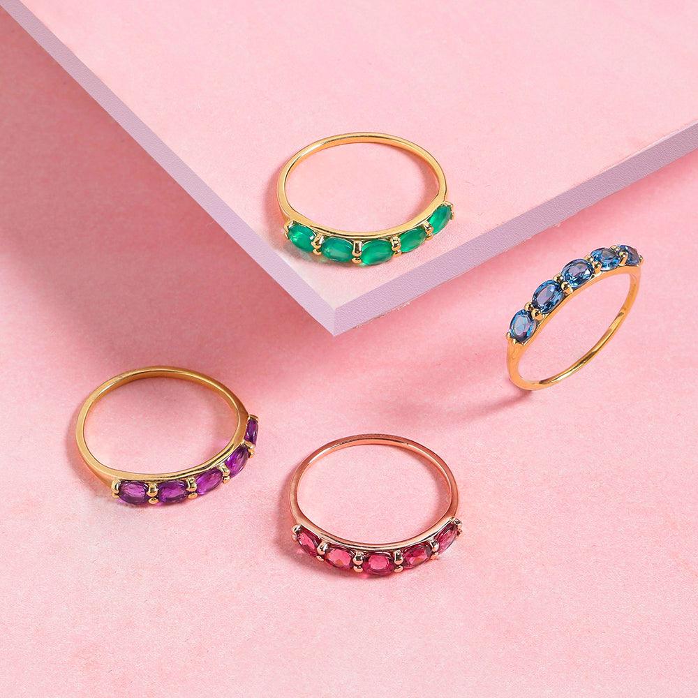 London Blue Topaz Solid 10k Yellow Gold Eternity Band Ring Jewelry - YoTreasure
