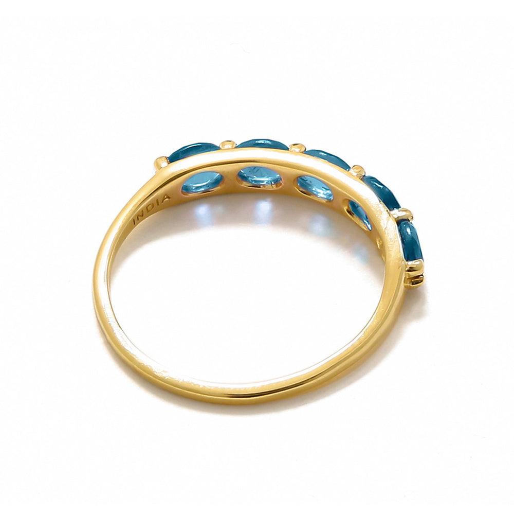 London Blue Topaz Solid 10k Yellow Gold Eternity Band Ring Jewelry - YoTreasure