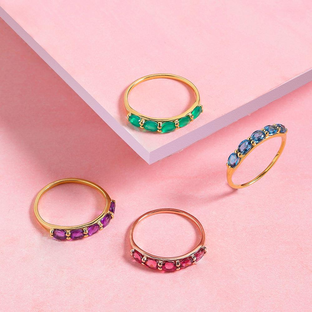 1.05 Ct Rhodolite Garnet Solid 10k Rose Gold Eternity Band Ring - YoTreasure