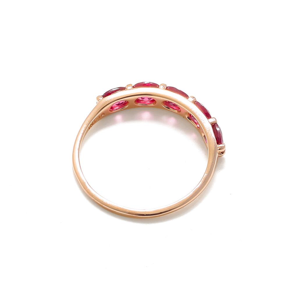 1.05 Ct Rhodolite Garnet Solid 10k Rose Gold Eternity Band Ring - YoTreasure