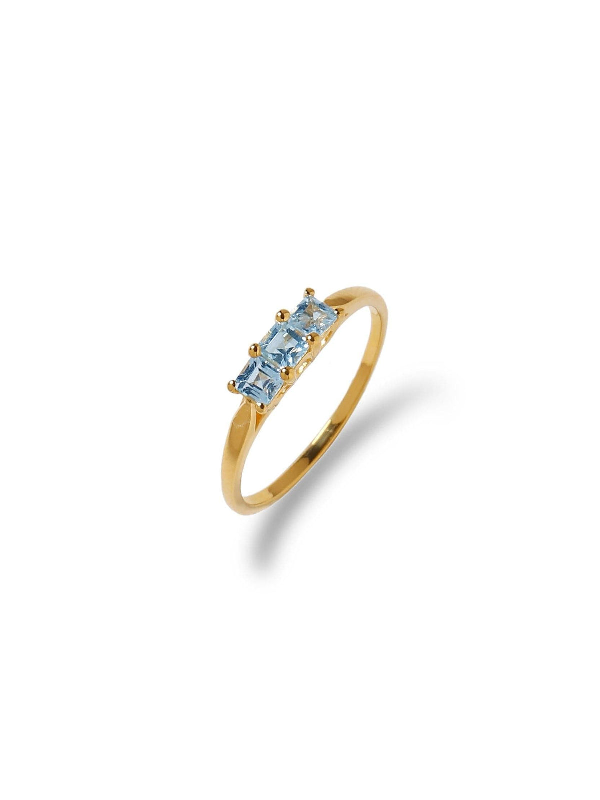 0.60 Ct. Sky Blue Topaz Solid 10k Yellow Gold Band Ring Jewelry - YoTreasure