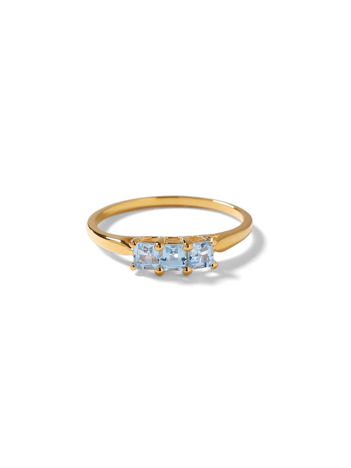 0.60 Ct. Sky Blue Topaz Solid 10k Yellow Gold Band Ring Jewelry - YoTreasure