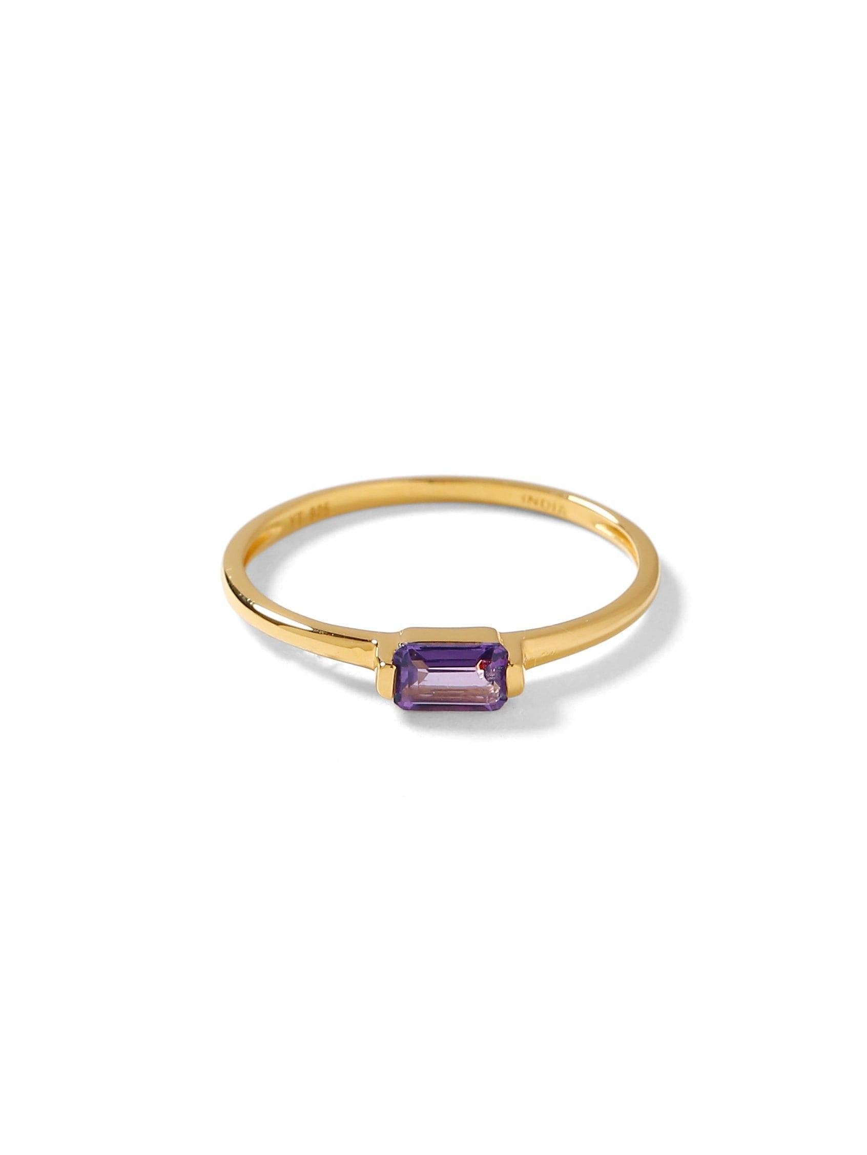 0.27 Ct Amethyst Solid 10k Yellow Gold Ring Jewelry - YoTreasure