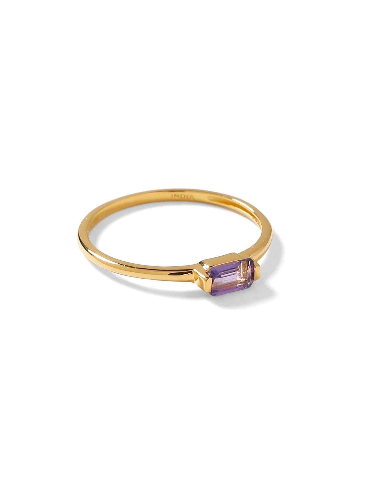 0.27 Ct Amethyst Solid 10k Yellow Gold Ring Jewelry - YoTreasure