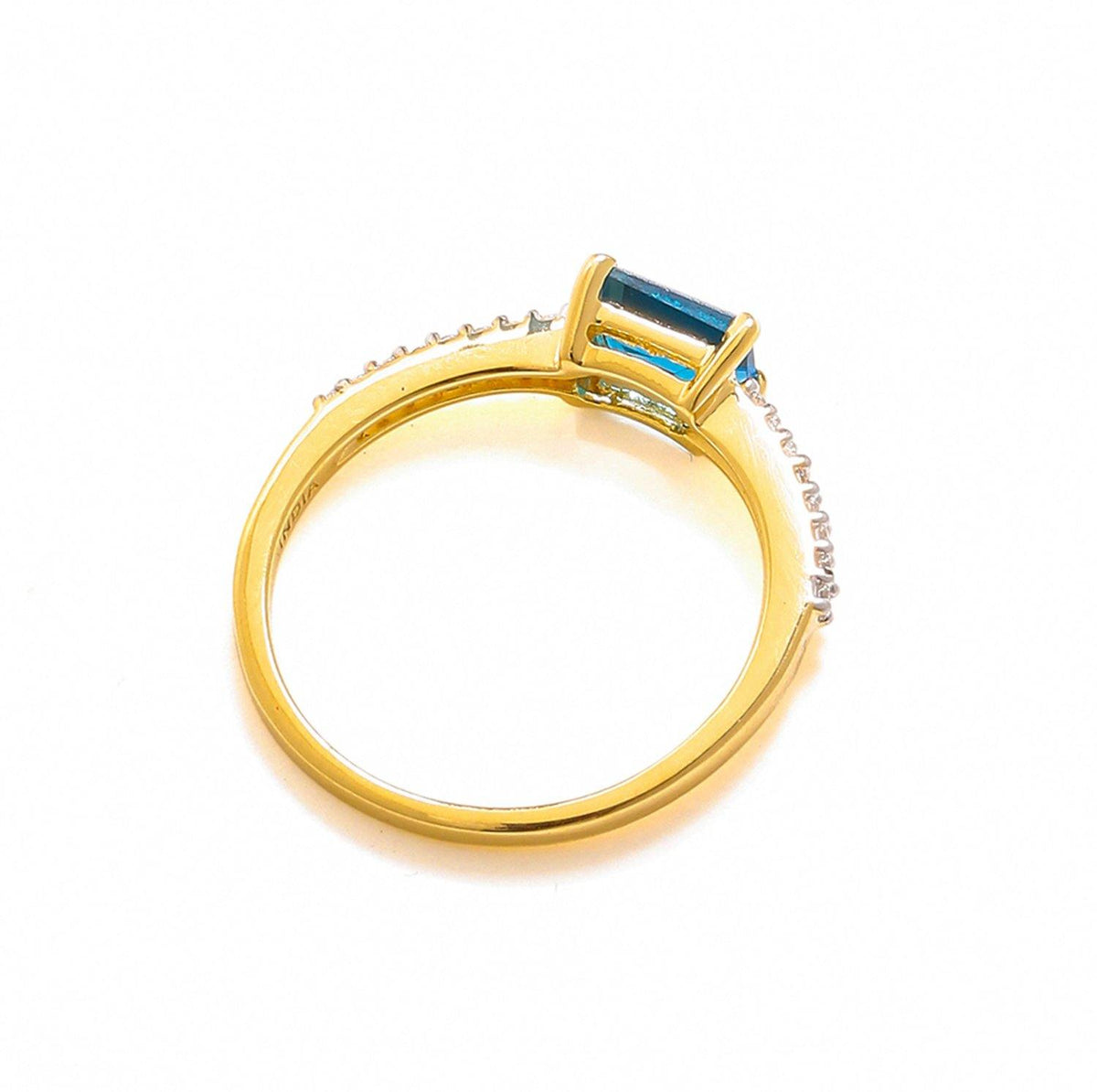 0.92 Ct London Blue Topaz Solid 10k Yellow Gold Ring Jewelry - YoTreasure