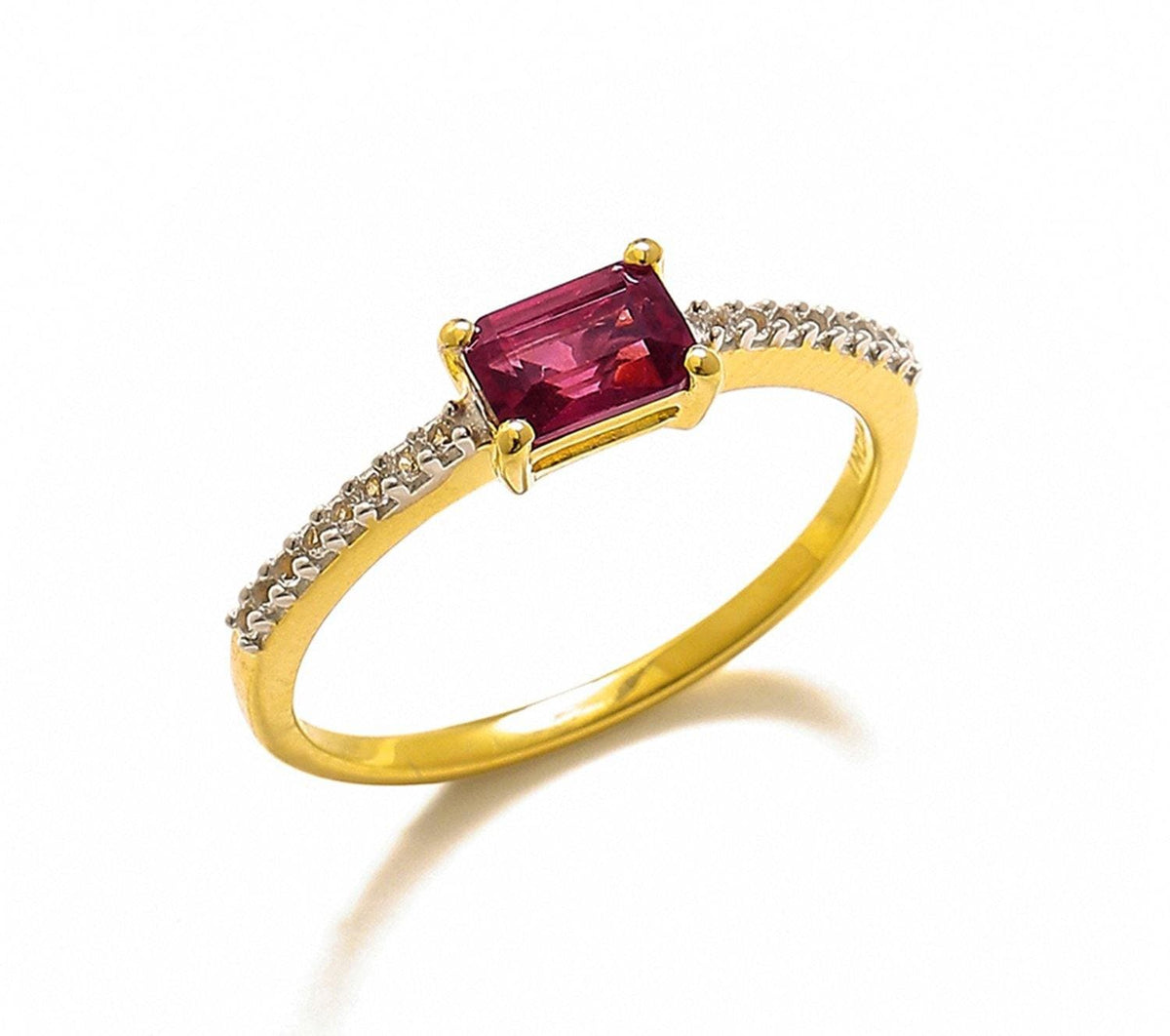 0.90 Ct Rhodolite Garnet Solid 10k Yellow Gold Ring Jewelry - YoTreasure