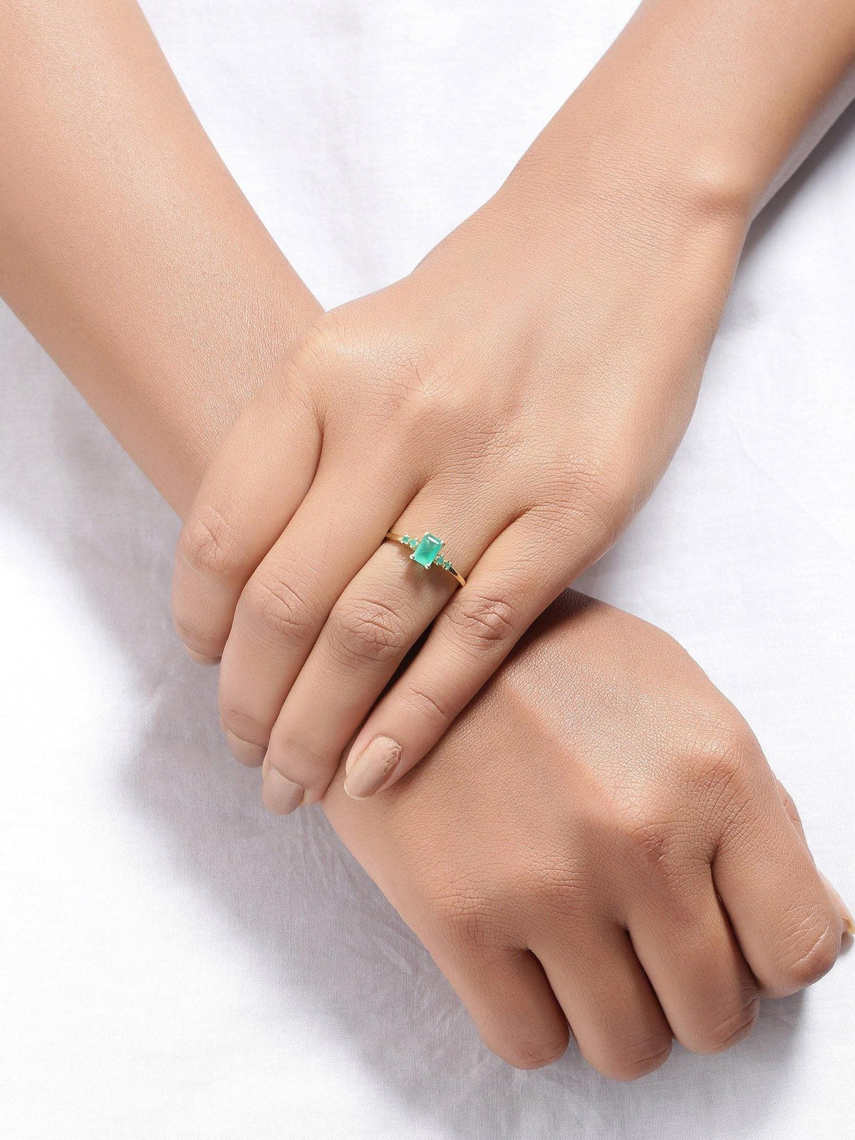0.78 Ct Green Onyx Solid 10k Yellow Gold Ring Jewelry - YoTreasure