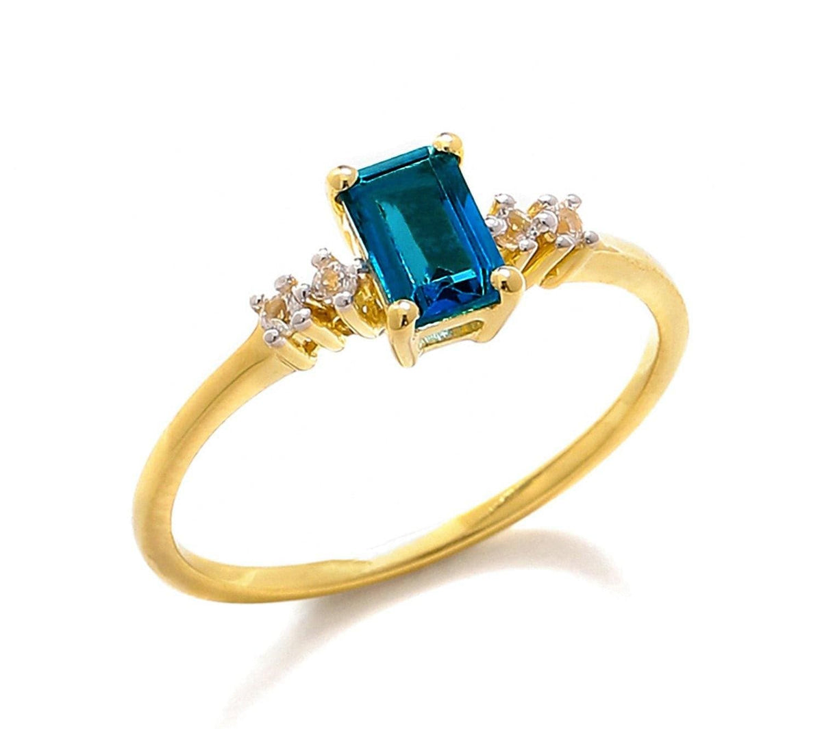 0.77 Ct London Blue Topaz Solid 10k Yellow Gold Ring Jewelry - YoTreasure