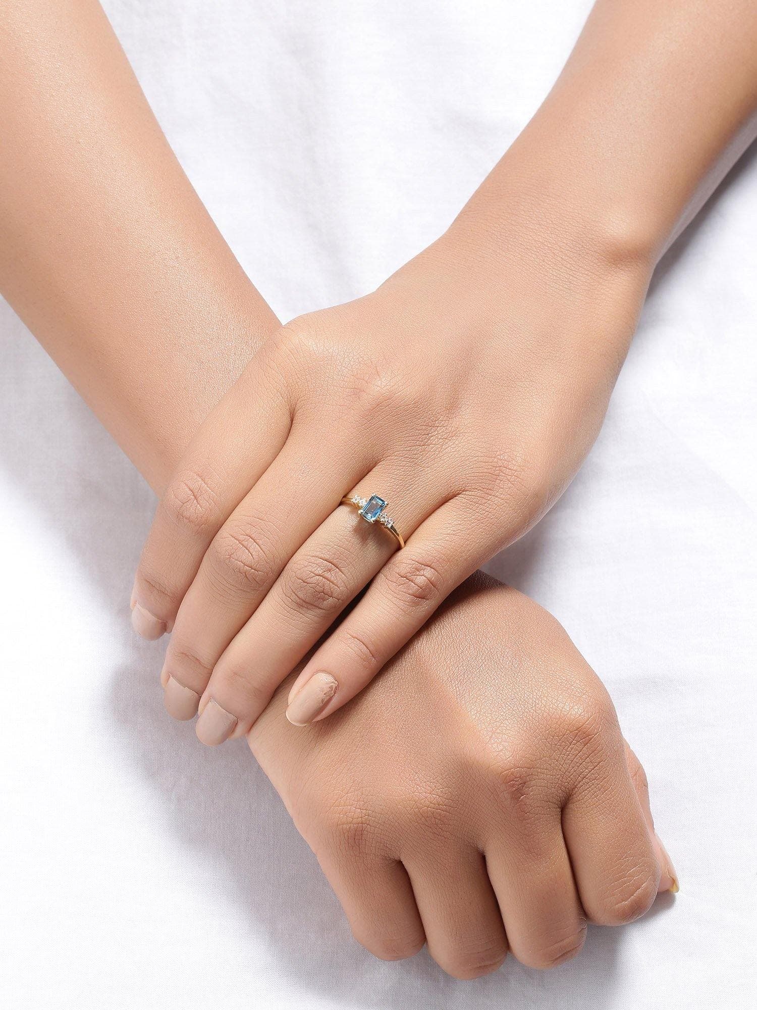 0.77 Ct London Blue Topaz Solid 10k Yellow Gold Ring Jewelry - YoTreasure