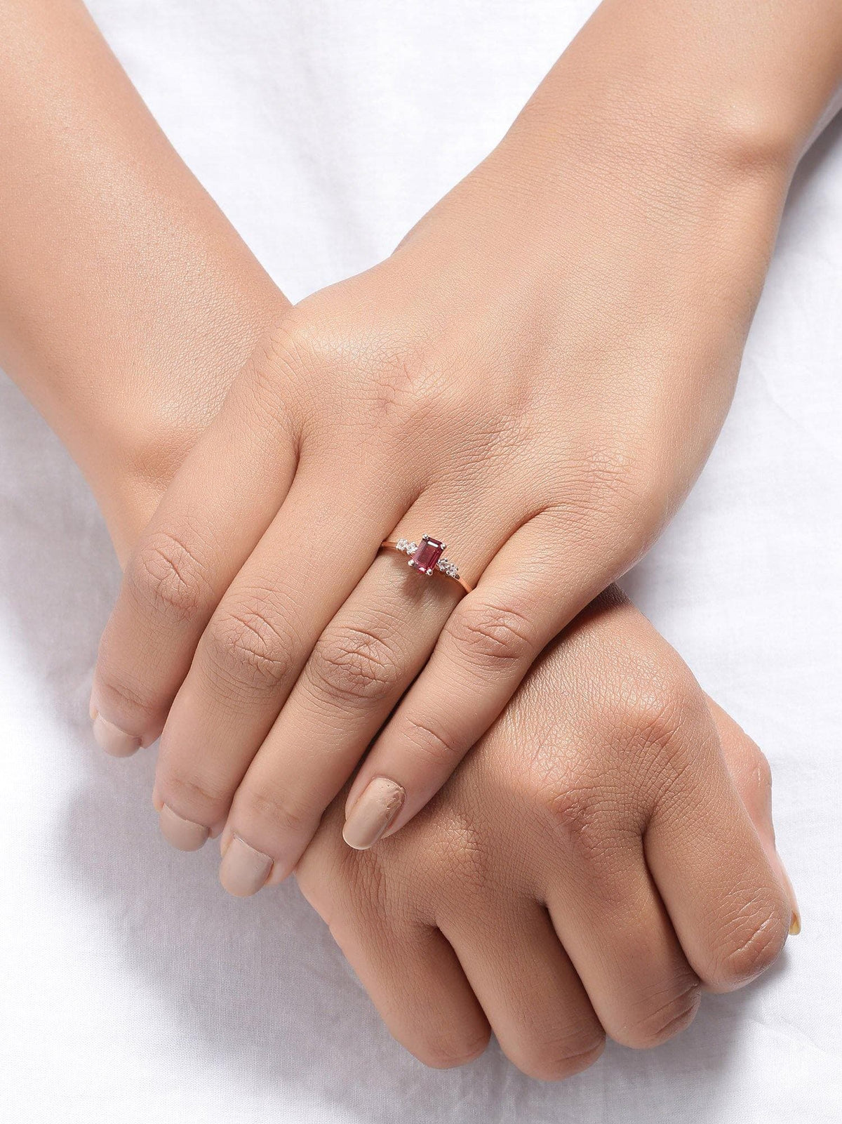 0.86 Ct Rhodolite Garnet Solid 10k Rose Gold Ring Jewelry - YoTreasure