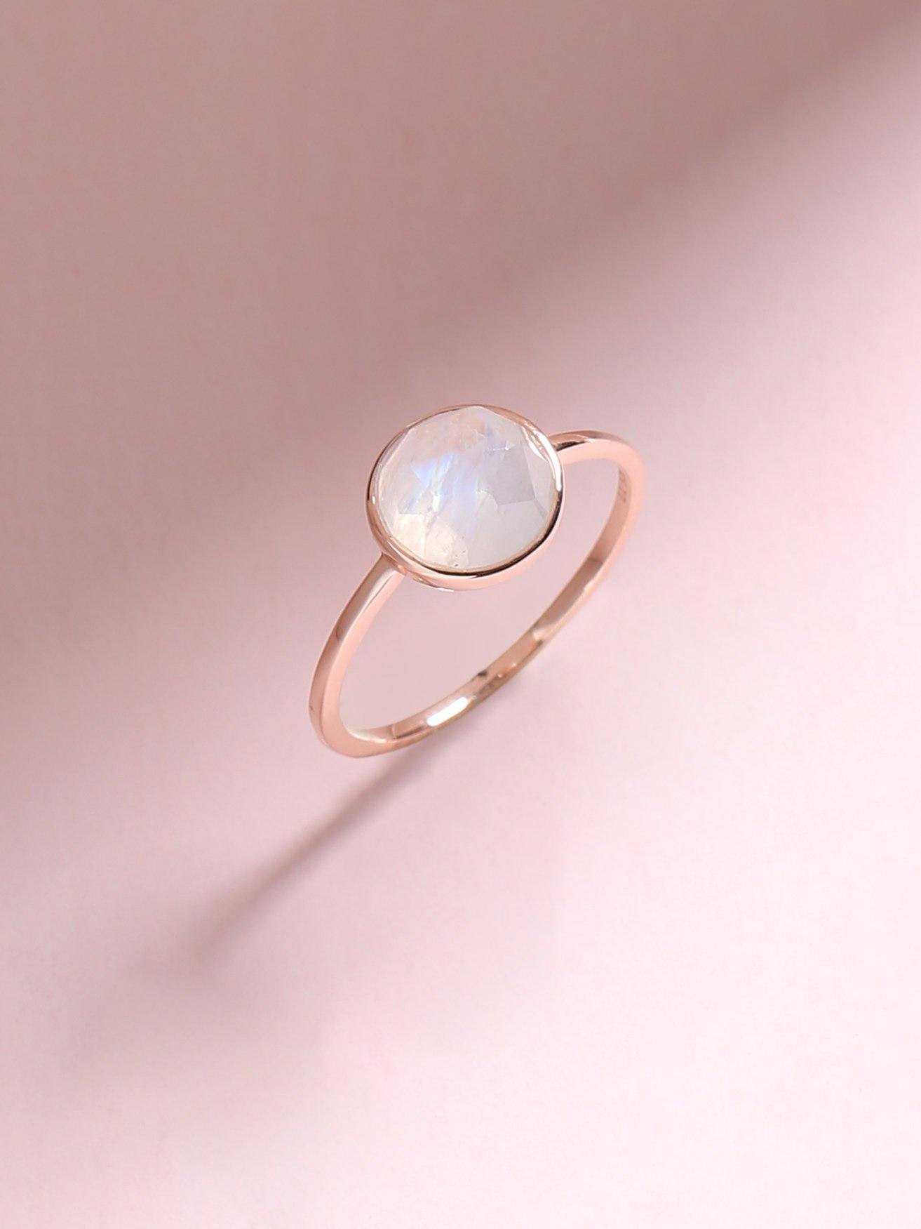 2.00 Cts Rainbow Moonstone Solid 10k Rose Gold Ring Jewelry - YoTreasure
