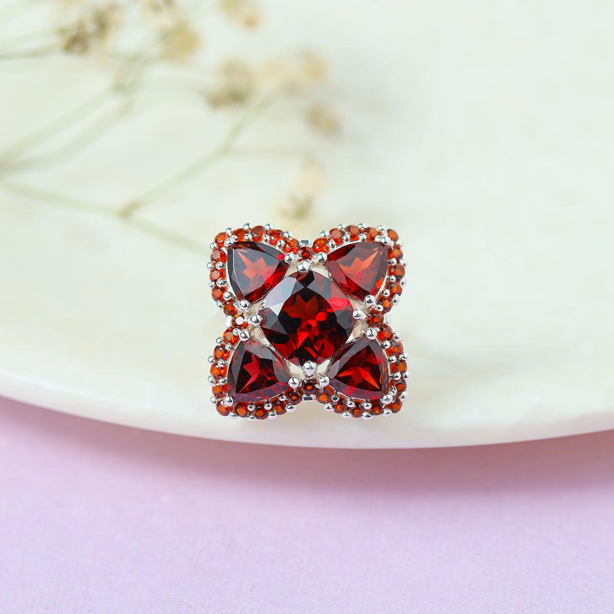 8x8 MM Garnet Solid 925 Sterling Silver Ring - YoTreasure