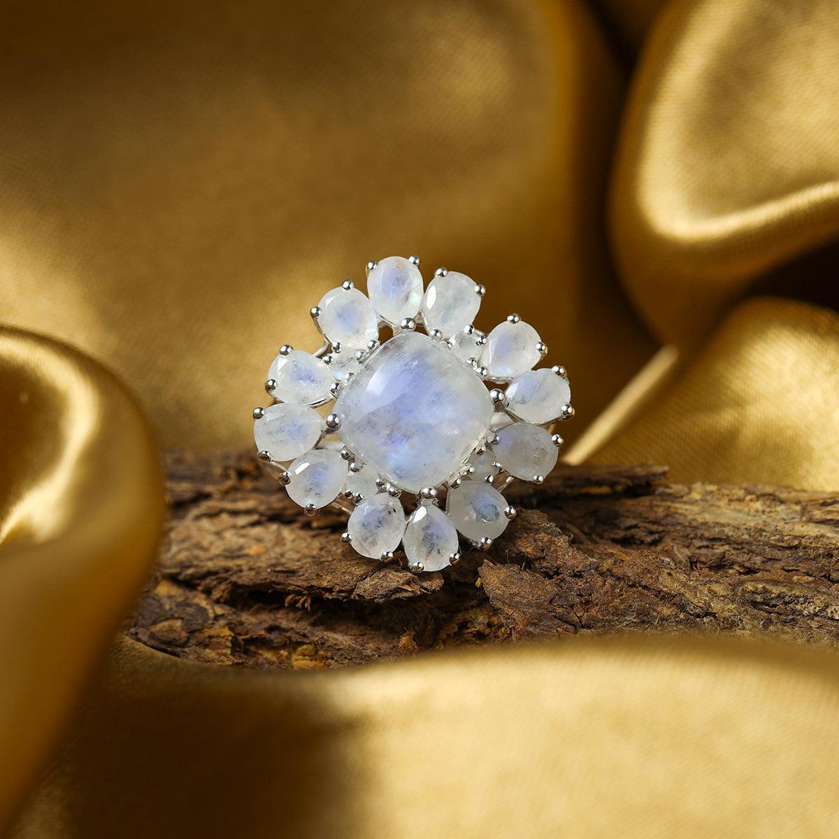 Rainbow Moonstone Ring in 925 Sterling Silver - YoTreasure